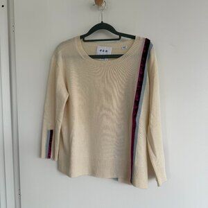 Jed Cream Cashmere Sweater with Velvet Trim (Size M Excellent Condition)